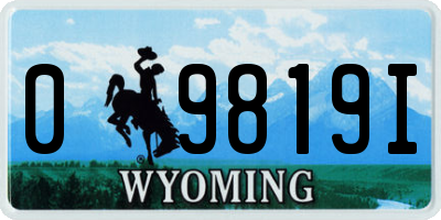 WY license plate 09819I