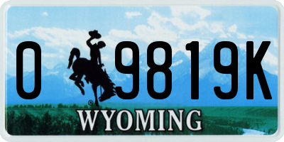 WY license plate 09819K