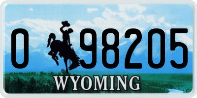 WY license plate 098205