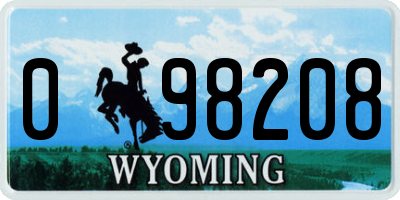 WY license plate 098208