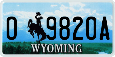WY license plate 09820A