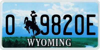 WY license plate 09820E