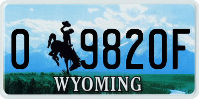 WY license plate 09820F