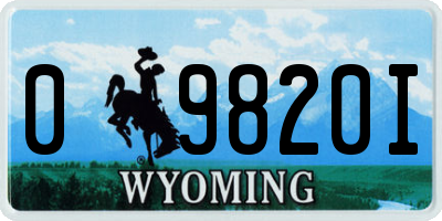 WY license plate 09820I