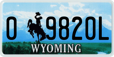 WY license plate 09820L