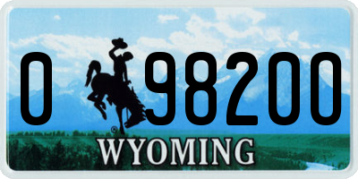 WY license plate 09820O