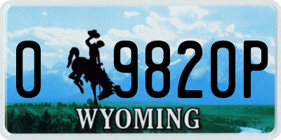WY license plate 09820P