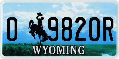 WY license plate 09820R