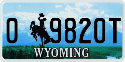 WY license plate 09820T
