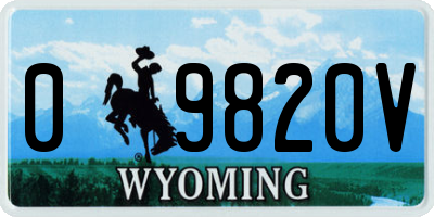 WY license plate 09820V
