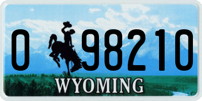 WY license plate 098210