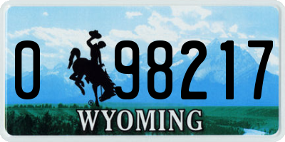 WY license plate 098217