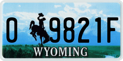 WY license plate 09821F