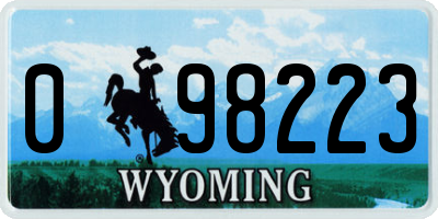 WY license plate 098223