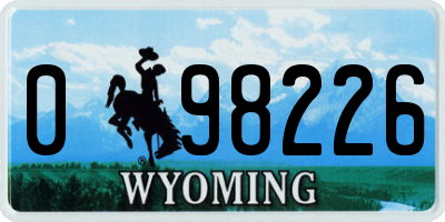 WY license plate 098226