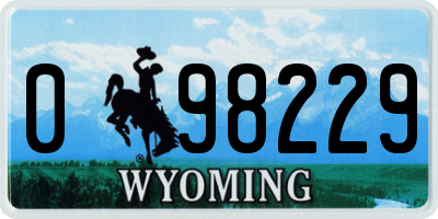 WY license plate 098229