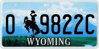 WY license plate 09822C