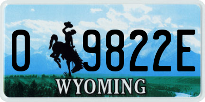 WY license plate 09822E