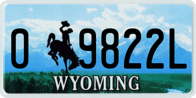 WY license plate 09822L