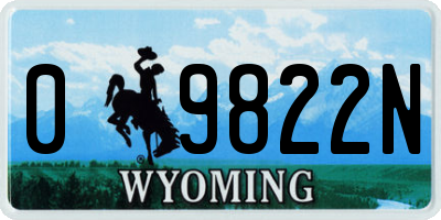 WY license plate 09822N