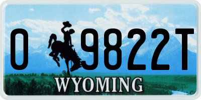 WY license plate 09822T