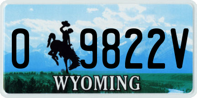 WY license plate 09822V
