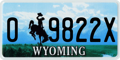 WY license plate 09822X