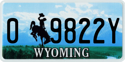 WY license plate 09822Y