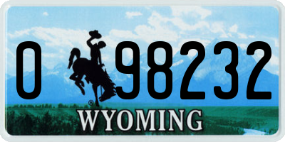 WY license plate 098232