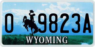 WY license plate 09823A