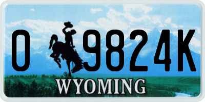 WY license plate 09824K