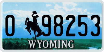 WY license plate 098253