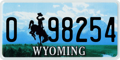WY license plate 098254
