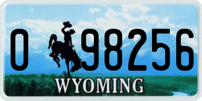 WY license plate 098256