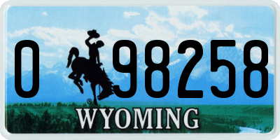 WY license plate 098258