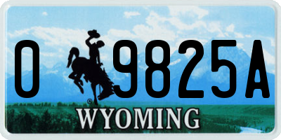 WY license plate 09825A