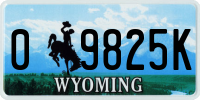 WY license plate 09825K