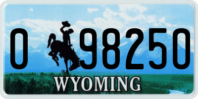 WY license plate 09825O