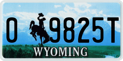 WY license plate 09825T