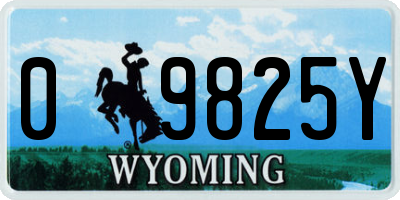 WY license plate 09825Y