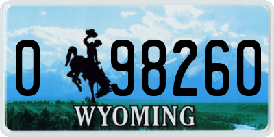 WY license plate 098260