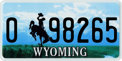 WY license plate 098265