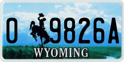 WY license plate 09826A