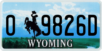 WY license plate 09826D