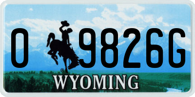 WY license plate 09826G
