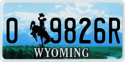 WY license plate 09826R