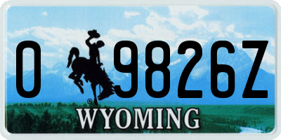 WY license plate 09826Z