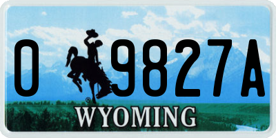 WY license plate 09827A