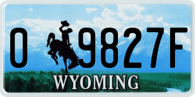 WY license plate 09827F