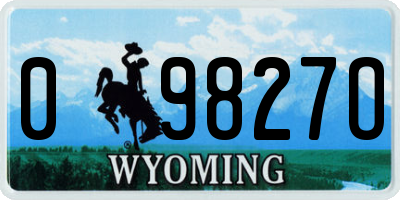 WY license plate 09827O